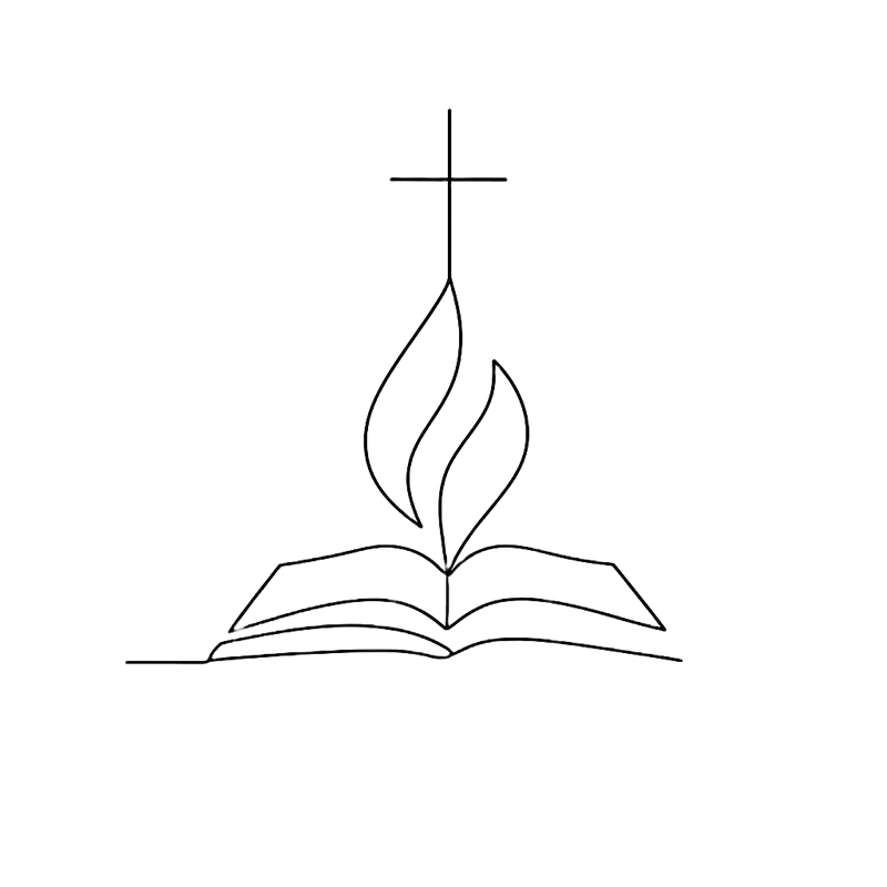 An icon of a book and a cross. 